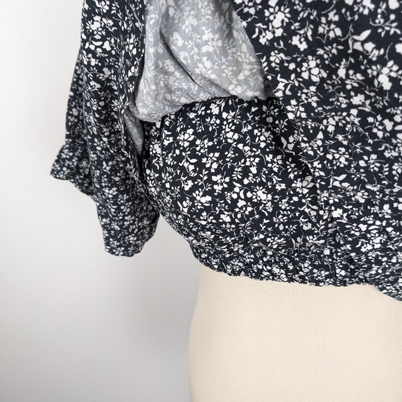 Zara Black Floral Crop Top Extra Small - Picture 9 of 10